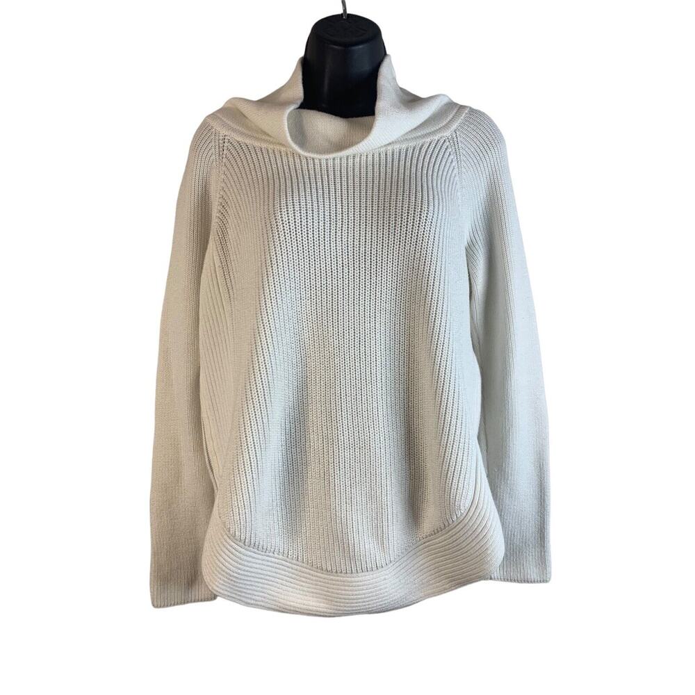 Vince Womens Sweater Mock Neck Ivory Zipper Sides Rounded Hem XS Woven